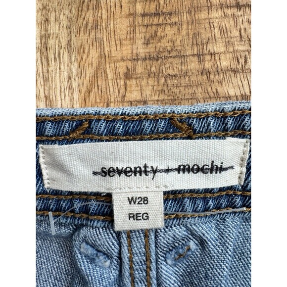 Seventy + Mochi Women's High Rise Wide Leg Mabel Jeans Patch Pocket Raw Hem 28 - Picture 4 of 12